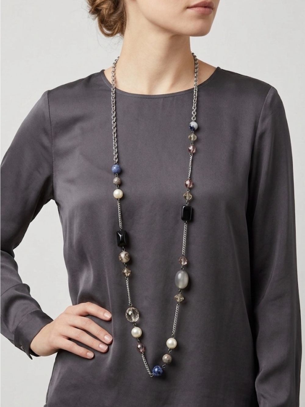 Sabika Multi Bead Long Necklace